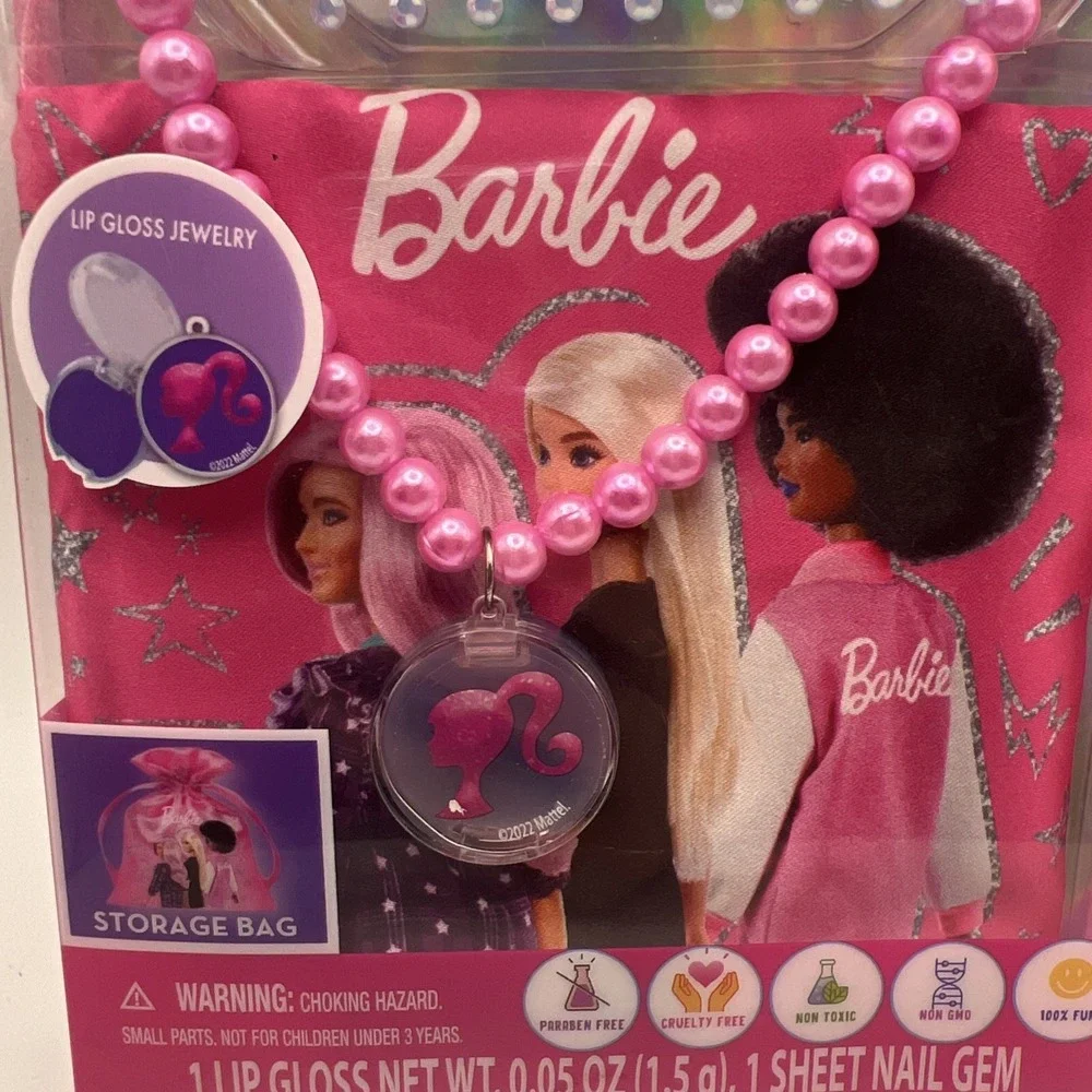 Barbie Glamour Set Lip Gloss Necklace Nail Gems Pretend‎ Play
